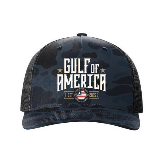 Gulf of America Trucker HAT - Richardson Blue Camo
